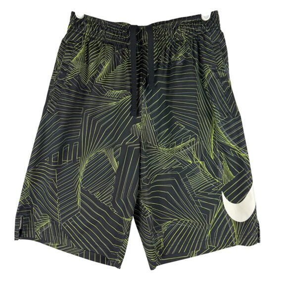 Nike Boys Dri-Fit Elastic/Drawstring Waist Logo Black/Lime Green Shorts Size XL - Picture 1 of 12